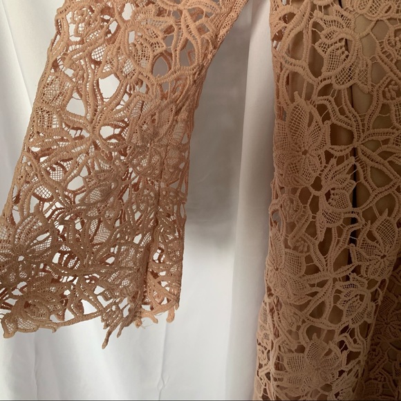 Lord & Taylor Pink Lace Long Bell Sleeved Dress - Picture 8 of 8